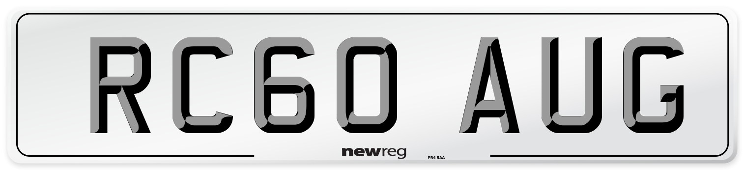 RC60 AUG Number Plate from New Reg